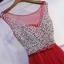 Sparkly Red Formal Dresses Evening Dresses  2017 Sequins Bow Backless Scoop Neck Sleeveless Ankle Length Empire