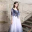 Chic / Beautiful Navy Blue Evening Dresses  2018 A-Line / Princess Appliques Lace Sequins Square Neckline Backless 3/4 Sleeve Floor-Length / Long Formal Dresses