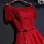 Chic / Beautiful Red Formal Dresses Evening Dresses  2017 Lace Flower Bow Sequins Square Neckline Short Sleeve Ankle Length A-Line / Princess