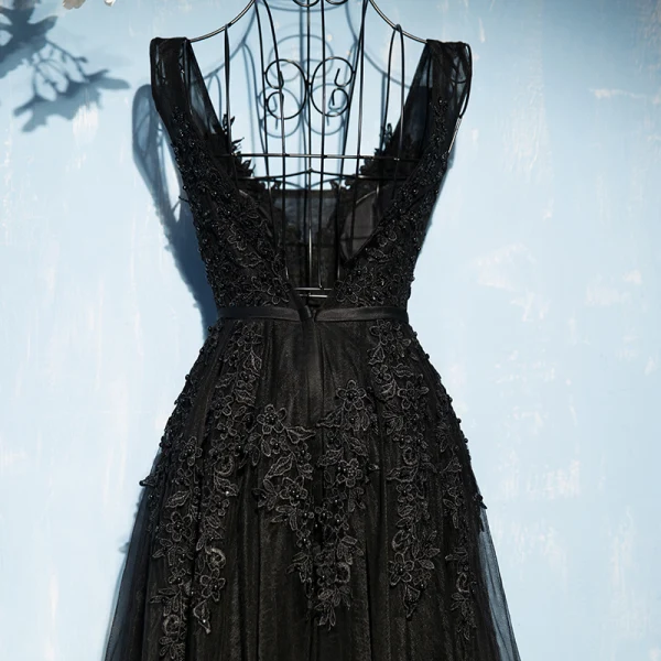 Chic / Beautiful Formal Dresses 2017 Lace Flower Sequins Strappy V-Neck Sleeveless Floor-Length / Long Empire Evening Dresses