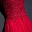 Chic / Belle Rouge Robe De Ceremonie 2017 En Dentelle Fleur Paillettes Col Haut Manches Courtes Longue Empire Robe De Soirée