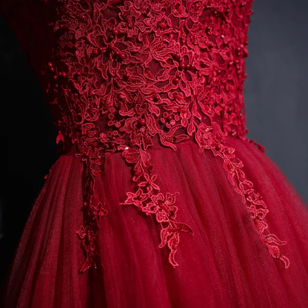 Chic / Beautiful Formal Dresses 2017 Lace Flower Sequins High Neck Sleeveless Floor-Length / Long Ball Gown Evening Dresses