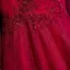 Chic / Belle Rouge Robe De Ceremonie 2017 Fleur Dentelle Perlage 3/4 Manches Longue Princesse Robe De Soirée