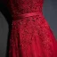 Chic / Beautiful Red Formal Dresses 2017 Lace Flower Sequins Pearl V-Neck Sleeveless Floor-Length / Long Empire Evening Dresses