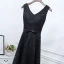 Classic Black Formal Dresses 2017 A-Line / Princess Lace Flower Bow V-Neck Sleeveless Floor-Length / Long Evening Dresses