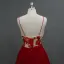 Chic / Belle Bordeaux Robe De Bal 2018 Princesse Perlage En Dentelle Fleur Bretelles Spaghetti Dos Nu Sans Manches Train De Balayage Robe De Ceremonie