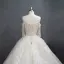 Luxury / Gorgeous Champagne Wedding Dresses 2018 Ball Gown Lace Flower Beading Sequins Strapless Short Sleeve Backless Royal Train Wedding