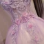 Elegant Lavender Prom Dresses 2018 Ball Gown Appliques Lace Flower Beading Pearl Sequins Scoop Neck Backless Sleeveless Watteau Train