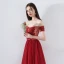 Chic / Beautiful Burgundy Prom Dresses 2018 A-Line / Princess Beading Crystal Lace Flower Off-The-Shoulder Backless Sleeveless Floor-Length / Long Formal Dresses