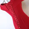 Sexy Red Formal Dresses 2017 Trumpet / Mermaid Cascading Ruffles One-Shoulder Backless Short Sleeve Floor-Length / Long Evening Dresses