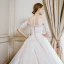 Élégant Champagne Robe De Mariée 2018 Robe Boule En Dentelle Fleur Encolure Dégagée Manches Courtes Cathedral Train Mariage
