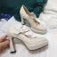 Simple Noire Vêtement de rue Escarpins 2021 Cuir 10 cm Talons Aiguilles Pied Carré Escarpins Talons Hauts