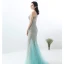 Chic / Belle Gris Robe De Soirée 2018 Trompette / Sirène Fendue devant Fait main Perlage Perle Faux Diamant Encolure Dégagée Sans Manches Train De Balayage Robe De Ceremonie