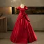 Elegant Burgundy Prom Dresses 2025 Ball Gown Off-The-Shoulder Bow Short Sleeve Backless Floor-Length / Long Formal Dresses