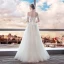 Chic / Beautiful Ivory Beach Wedding Dresses 2018 A-Line / Princess Beading Pearl Lace Flower Off-The-Shoulder Backless Sleeveless Split Front Floor-Length / Long Wedding