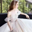 Chic / Belle Champagne Robe De Mariée 2018 Princesse Perlage Cristal Perle Faux Diamant Bustier Dos Nu Sans Manches Tribunal Train Mariage