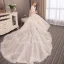 Modern / Fashion Champagne Wedding Dresses 2018 A-Line / Princess Appliques Lace Flower Pearl Sequins Bow Strapless Backless Sleeveless Cathedral Train Wedding