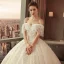 Elegant Champagne Wedding Dresses 2018 Ball Gown Lace Appliques Beading Pearl Sequins Off-The-Shoulder Sleeveless Backless Floor-Length / Long Wedding