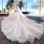 Luxury / Gorgeous Champagne Wedding Dresses 2018 Ball Gown Appliques Lace Beading Tassel Crystal Pearl Rhinestone Sequins Off-The-Shoulder Backless Sleeveless Royal Train Wedding