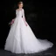 Schöne Weiß Brautkleider 2018 Ballkleid Schaltflächen Mit Spitze Pailletten Off Shoulder 3/4 Ärmel Kapelle-Schleppe Hochzeit