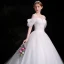 Simple Blanche Robe De Mariée 2018 Robe Boule De l'épaule Dos Nu Sans Manches Cathedral Train Mariage