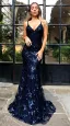 Sexy Argenté Robes longues 2018 Trompette / Sirène Glitter Paillettes Bretelles Spaghetti Dos Nu Manches Courtes Train De Balayage Vêtements Femme