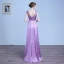 Chic / Belle Lilas Robe De Soirée 2018 Princesse En Dentelle Fleur Ceinture Encolure Dégagée Dos Nu Sans Manches Longue Robe De Ceremonie