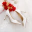 Elegant Ivory Silk Satin Rhinestone Wedding Shoes 2021 8 cm Stiletto Heels Pointed Toe Wedding Pumps High Heels