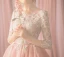 Modern / Fashion Blushing Pink Honeymoon Graduation Dresses 2018 A-Line / Princess Lace Flower Bow Beading Scoop Neck 3/4 Sleeve Knee-Length Formal Dresses