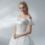 Erschwinglich Weiß Brautkleider / Hochzeitskleider 2018 A Linie Off Shoulder Rückenfreies Kurze Ärmel Lange Hochzeit