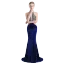 Luxe Bleu Marine Robe De Soirée 2019 Trompette / Sirène Titulaire Faux Diamant Daim Sans Manches Dos Nu Train De Balayage Robe De Ceremonie