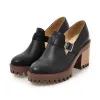 Vintage Modern Zwarte Straatkleding Dames Laarzen 2021 8 cm Dikke Hak Ronde Neus Laarzen Hoge Hakken