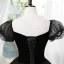 Élégant Noire Paillettes Robe De Bal 2023 Robe Boule Encolure Carrée Manches Courtes Dos Nu Longue Promo Robe De Ceremonie