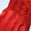 Chic / Beautiful Red Formal Dresses Evening Dresses  2017 Lace Flower Short Sleeve V-Neck A-Line / Princess Ankle Length