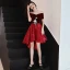 Chic / Beautiful Burgundy Cocktail Dresses 2018 A-Line / Princess Asymmetrical Suede Lace Flower Off-The-Shoulder Backless Short Sleeve Formal Dresses