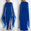 Chic / Beautiful Purple Maxi Dresses With Shawl 2018 Trumpet / Mermaid Split Front Scoop Neck Short Sleeve Floor-Length / Long Womens Clothing