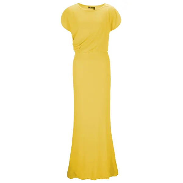Modest / Simple Yellow Casual Maxi Dresses 2018 Trumpet / Mermaid Scoop Neck Short Sleeve Floor-Length / Long Womens Clothing