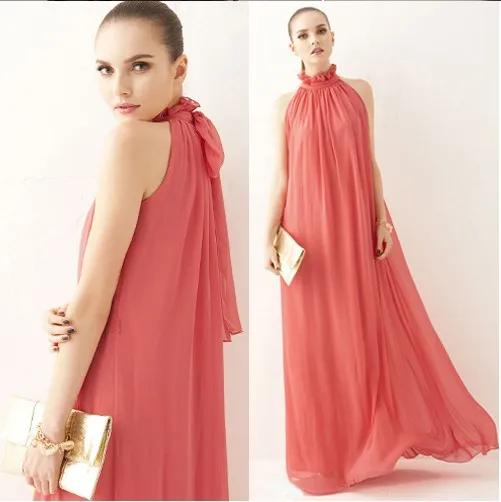 Elegant Summer Khaki Maxi Dresses 2018 Pleated High Neck Short Sleeve Floor-Length / Long Womens Clothing