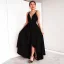Chic / Belle Bordeaux Robes longues 2018 Princesse Noeud Asymétrique Bretelles Spaghetti Fond croisé plongeant Sans Manches Vêtements Femme