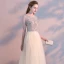 Modern / Fashion Champagne Evening Dresses  2018 A-Line / Princess Crystal Rhinestone Scoop Neck Backless Short Sleeve Floor-Length / Long Formal Dresses