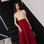 Modern / Fashion Burgundy Evening Dresses  2018 A-Line / Princess Tassel Sequins Off-The-Shoulder Backless Short Sleeve Ankle Length Formal Dresses