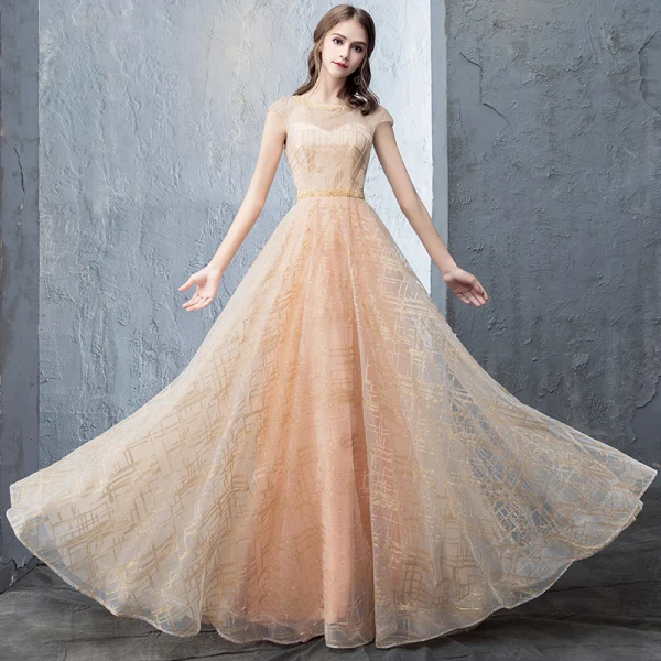 beige formal dresses Tulle Off Shoulder Knee Length Evening Dresses Lace Appliques main image 0