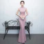 Chic / Belle Rose Bonbon Robe De Soirée 2018 Trompette / Sirène Cristal Paillettes Col Haut Sans Manches Longue Robe De Ceremonie