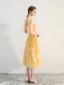 Chic / Beautiful Yellow Homecoming Graduation Dresses 2018 A-Line / Princess Appliques Scoop Neck Backless Short Sleeve Tea-length Formal Dresses