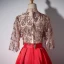 Luxury / Gorgeous Red Evening Dresses  2018 A-Line / Princess Sequins Beading Tassel High Neck 3/4 Sleeve Floor-Length / Long Formal Dresses