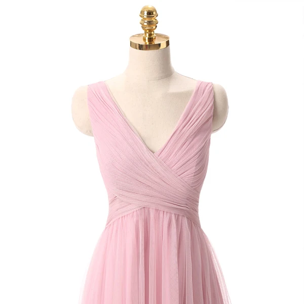 Chic / Beautiful Bridesmaid Dresses 2017 A-Line / Princess Ruffle V-Neck Sleeveless Floor-Length / Long Bridesmaid
