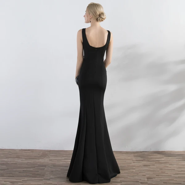 Chic / Beautiful Black Evening Dresses 2017 Trumpet / Mermaid Beading Scoop Neck Zipper Up Sleeveless Backless Floor-Length / Long Evening Party