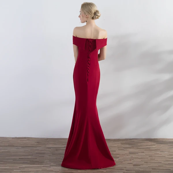 Chic / Beautiful Red Evening Dresses 2017 Trumpet / Mermaid Appliques Crossed Straps Split Front Off-The-Shoulder Sleeveless Floor-Length / Long Evening Party