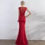 Chic / Beautiful Red Evening Dresses  2017 Trumpet / Mermaid Beading Sequins V-Neck Zipper Up Sleeveless Floor-Length / Long Evening Party