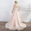 Elegant Pearl Pink Evening Dresses  2017 A-Line / Princess Artificial Flowers Pearl Bow Scoop Neck Crossed Straps Backless Sleeveless Court Train Evening Party